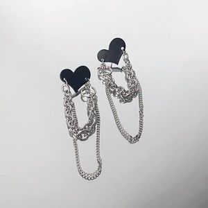 Punk heart earrings with chains NWT